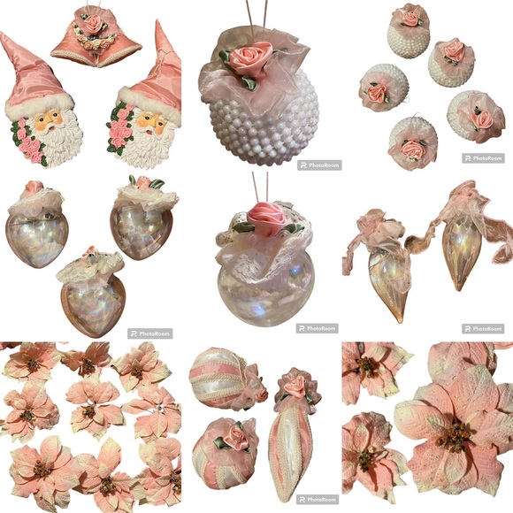 Set of Pink & White Christmas Tree Decorations 🌸🎄 - Picture 1 of 10